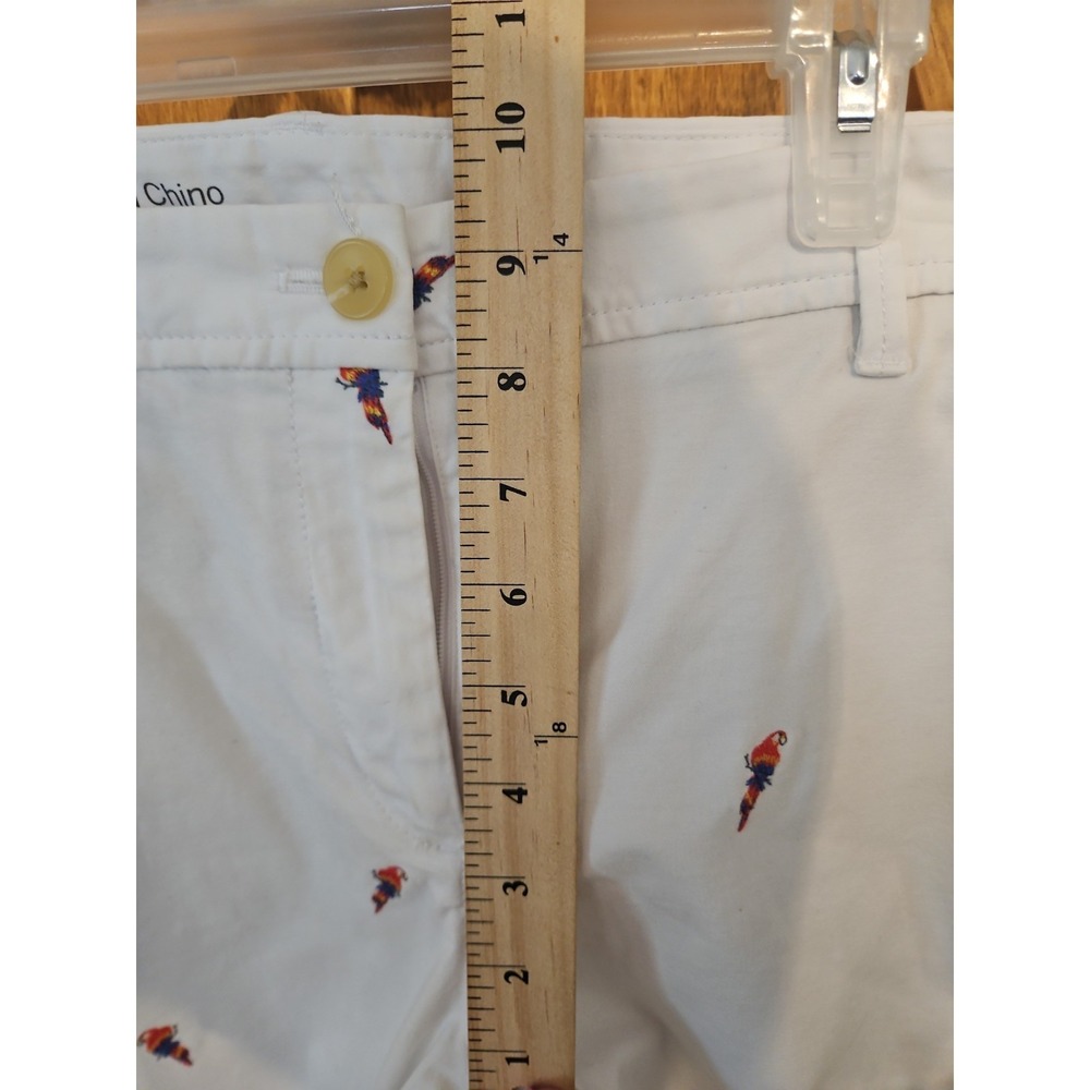 Talbots Relaxed Chino Pants 8 White Parrot Embroidered Cotton Stretch Prep #733 - Picture 9 of 12